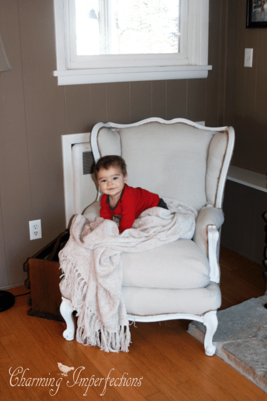 Super affordable, DIY, no sew wingback chair re-upholster. What a transformation!