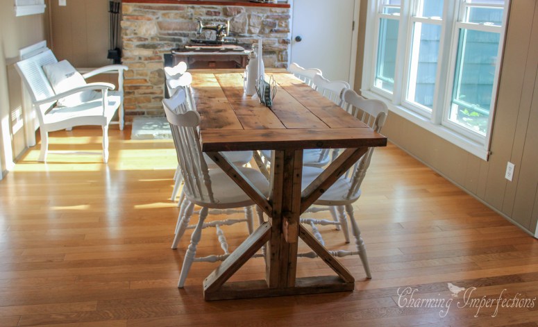 DIY Farmhouse Table with 2 style options for legs!