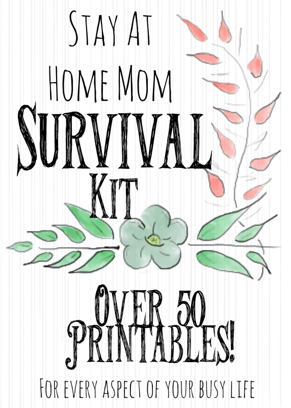 The Stay at Home Mom Survival Kit is bigger than ever with over 50 Printables that reach every aspect of your busy life!