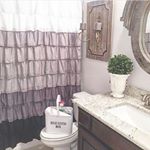 What do you like about this bathroom? My vote is the shower curtain. Great design @whimsygirldesign!
